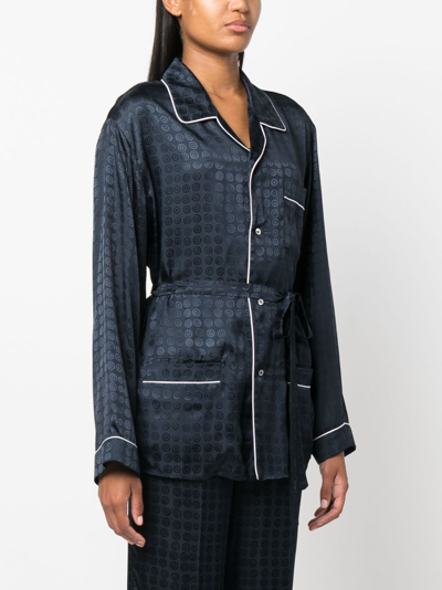 10 Corso Como Circle-motif Belted-waist Shirt In Blue