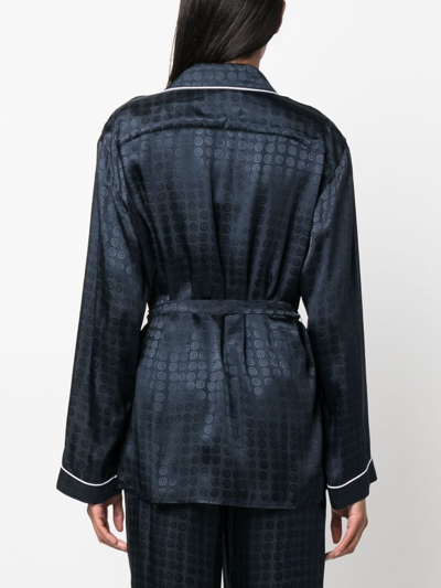 10 Corso Como Circle-motif Belted-waist Shirt In Blue