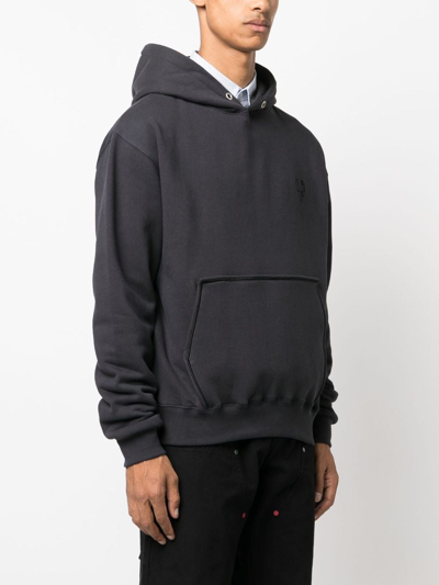 Shop Andersson Bell Logo-embroidered Cotton Hoodie In Grey