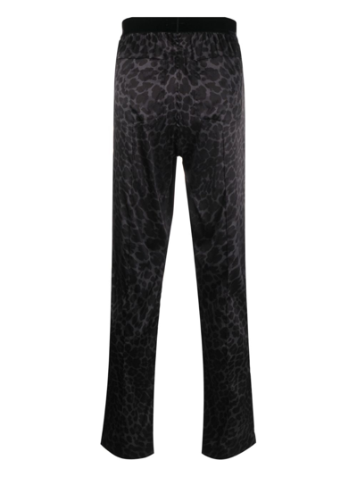 Shop Tom Ford Leopard-print Silk-blend Trousers In Black
