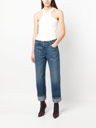 Shop Darkpark Liz Straight-leg Cropped Jeans In Blue