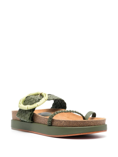 Johanna Ortiz Broadwalk Romance Leather Slides In Green