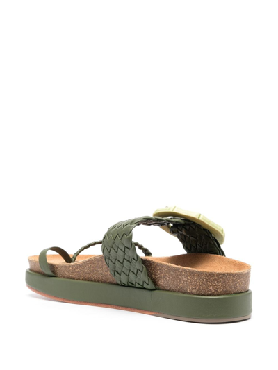 Shop Johanna Ortiz Broadwalk Romance Leather Slides In Green