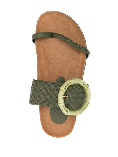 Shop Johanna Ortiz Broadwalk Romance Leather Slides In Green