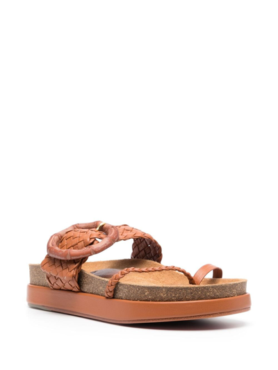 Shop Johanna Ortiz Broadwalk Romance Leather Slides In Brown