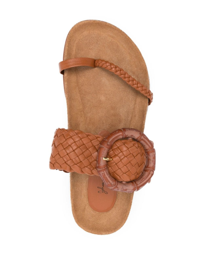 Shop Johanna Ortiz Broadwalk Romance Leather Slides In Brown