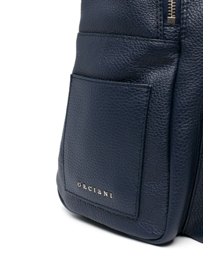 Shop Orciani Micron Grained-leather Backpack In Blue