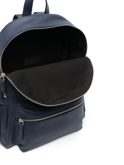 Shop Orciani Micron Grained-leather Backpack In Blue