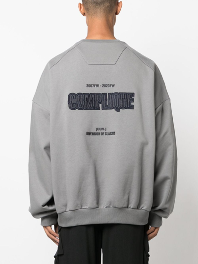 Shop Juunj Logo-embroidered Cotton Sweatshirt In Grey