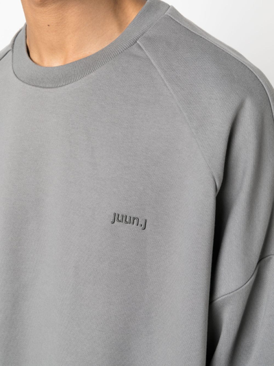 Shop Juunj Logo-embroidered Cotton Sweatshirt In Grey