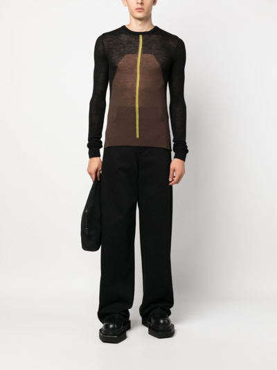 Shop Rick Owens Panelled Virgin-wool Knit Jumper In Black