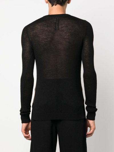Shop Rick Owens Panelled Virgin-wool Knit Jumper In Black