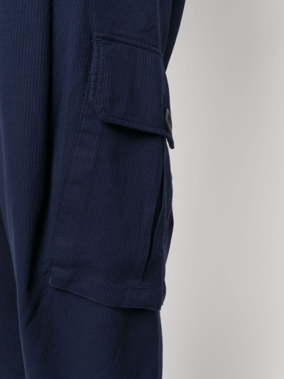 Shop Emporio Armani Ribbed Straight-leg Trousers In Blue