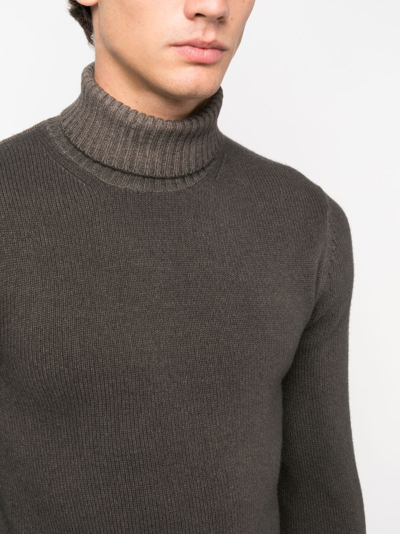 Shop Malo Fine-knit Roll-neck Jumper In Brown