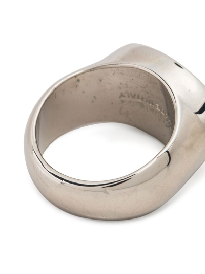 Dsquared2 Logo-engraved Burnished-finish Ring In Silver