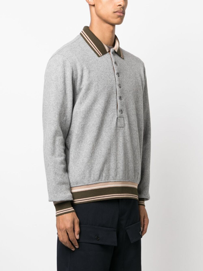Shop Ranra Ferming Mélange-effect Knitted Polo Shirt In Grey
