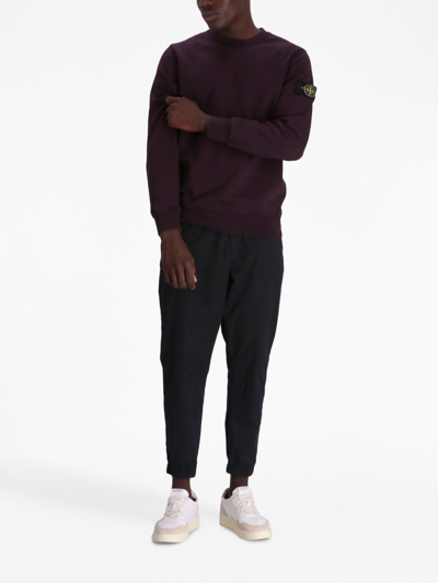 Stone Island Compass-motif Cotton Sweatshirt In Purple