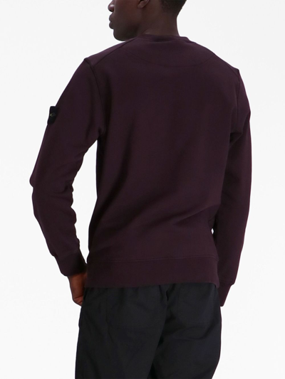 Stone Island Compass-motif Cotton Sweatshirt In Purple