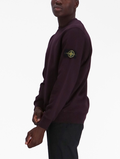 Stone Island Compass-motif Cotton Sweatshirt In Purple