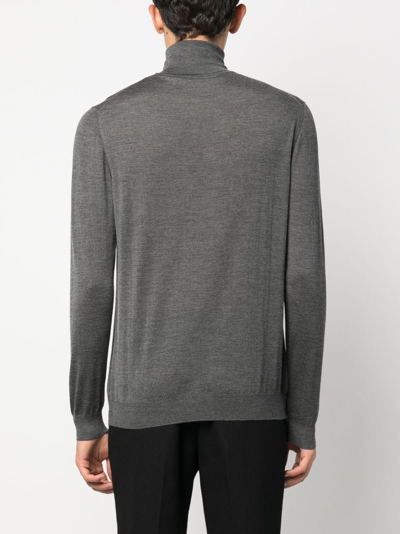 Malo Shaved Cyclist Turtleneck Sweater With Ribbed Finish In Gray