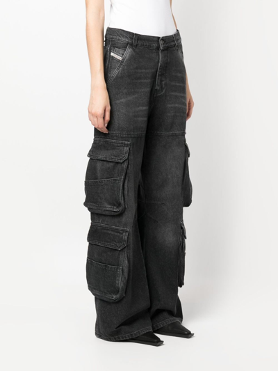 Diesel Woman Jeans Black Size 28w-32l Cotton In Black