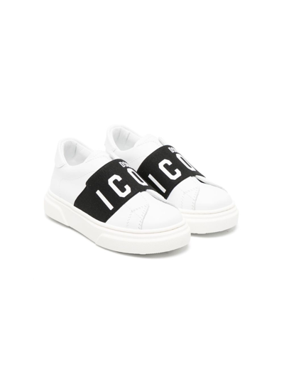 Shop Dsquared2 Logo-print Leather Sneakers In White
