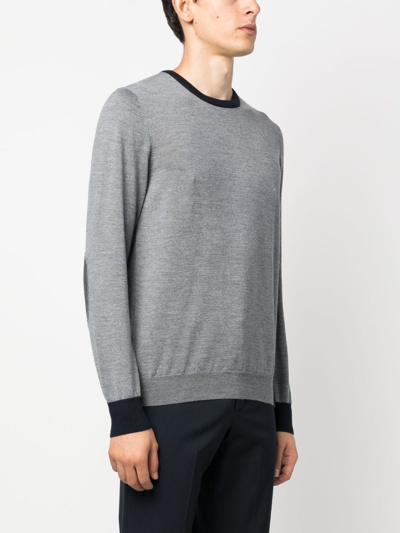 Shop Fay Elbow-patch Knitted Jumper In Grey