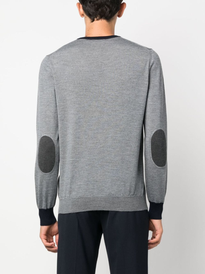 Shop Fay Elbow-patch Knitted Jumper In Grey
