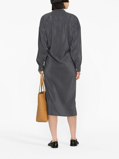 Shop Lemaire Silk-blend Midi Dress In Grey
