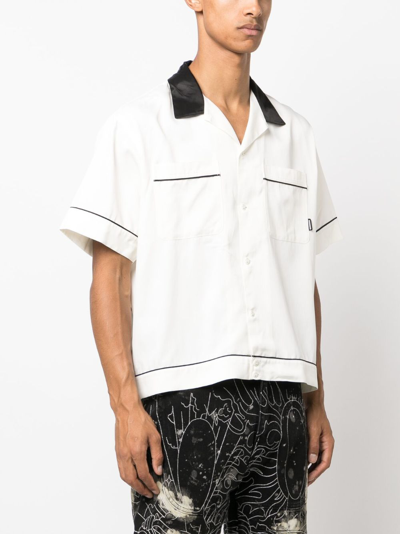 Shop Neighborhood Slogan-embroidered Bowling Shirt In White