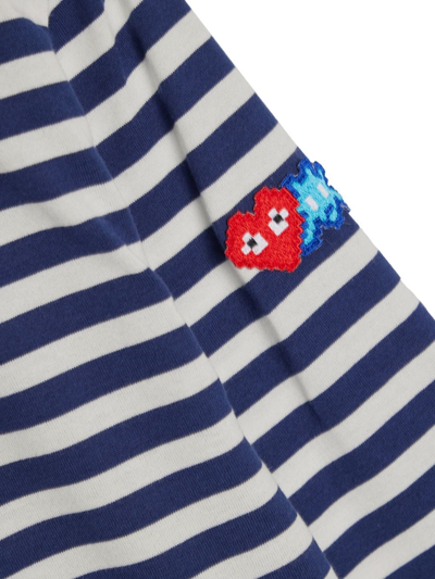 Shop Comme Des Garçons Play X Invader Logo-patch Striped T-shirt In Blue