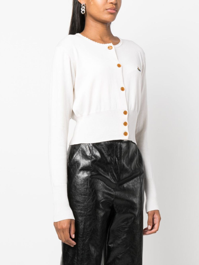 Vivienne Westwood Bea Orb Logo-embroidered Cardigan In Neutral