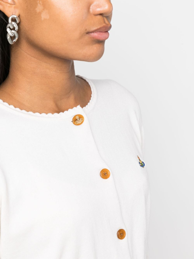 Vivienne Westwood Bea Orb Logo-embroidered Cardigan In Neutral