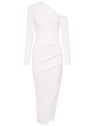 Shop Nicholas Shiloh One-shoulder Midi Dress In White