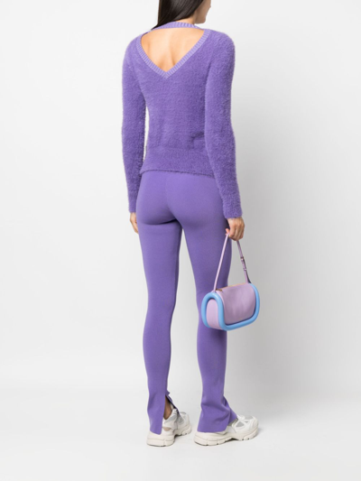 Shop Patrizia Pepe Brushed-effect Crew-neck Jumper In Purple