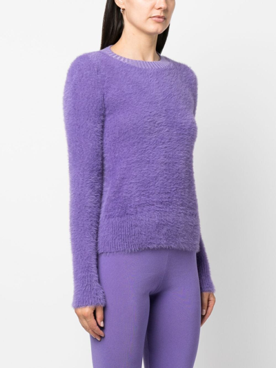 Shop Patrizia Pepe Brushed-effect Crew-neck Jumper In Purple