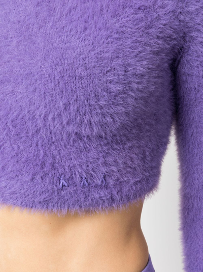 Shop Patrizia Pepe Brushed-effect Cropped Jumper In Purple