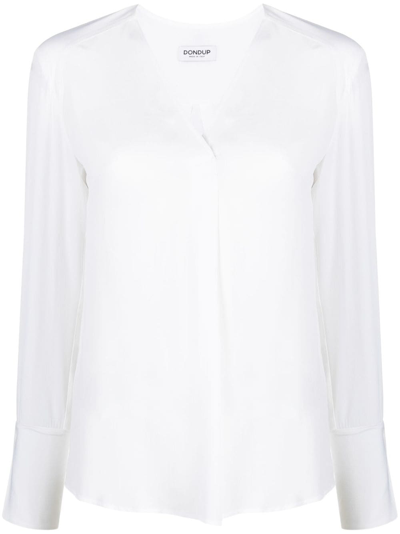Dondup Logo-plaque V-neck Blouse In White