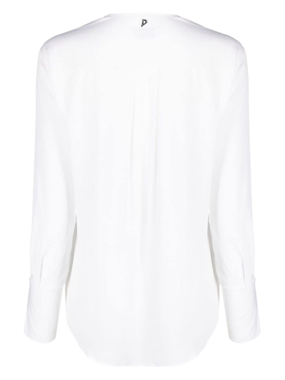 Dondup Logo-plaque V-neck Blouse In White