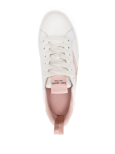 Shop Kate Spade Colour-block Leather Sneakers In White