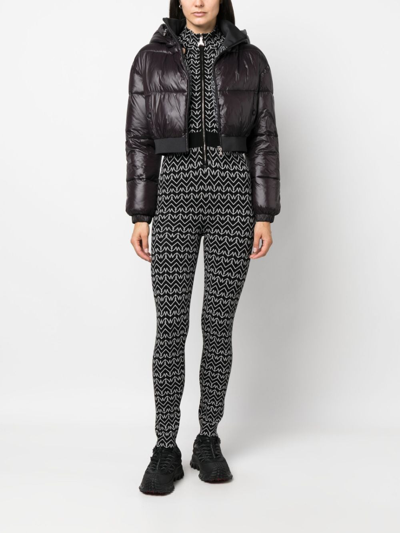 Shop Patrizia Pepe Cropped Hooded Down Jacket In Black