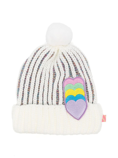 Shop Billieblush Heart-patch Ribbed Beanie In White