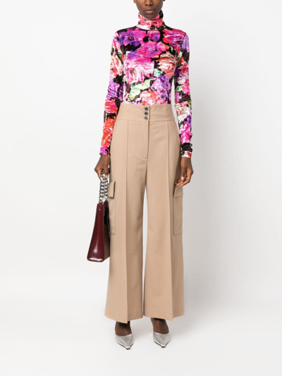 Msgm High-waisted Cargo Pants In Neutrals