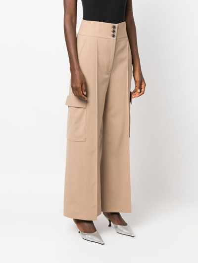 Msgm High-waisted Cargo Pants In Neutrals