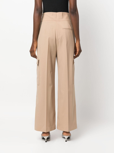 Msgm High-waisted Cargo Pants In Neutrals