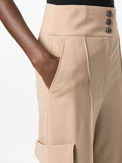 Msgm High-waisted Cargo Pants In Neutrals