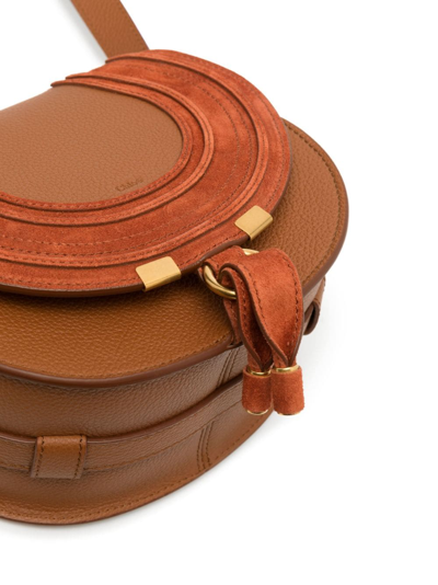 Shop Chloé Marcie Leather Crossbody Bag In Brown