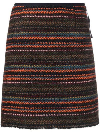 Shop Odeeh Striped Mini Skirt In Orange