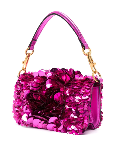 Shop Valentino Small Locò Sequinned Shoulder Bag In Pink