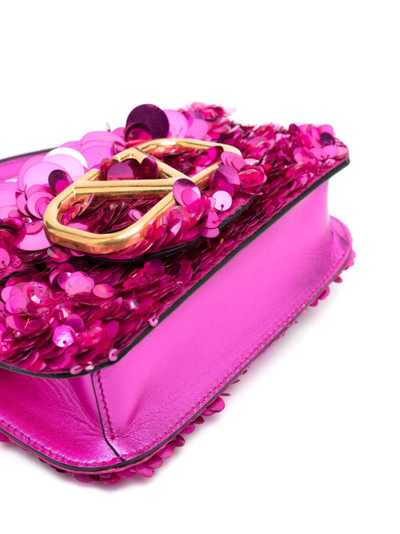 Shop Valentino Small Locò Sequinned Shoulder Bag In Pink